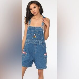 VINTAGE WOMENS LARGE MICKEY UNLIMITED MICKEY MOUSE SHORT OVERALLS